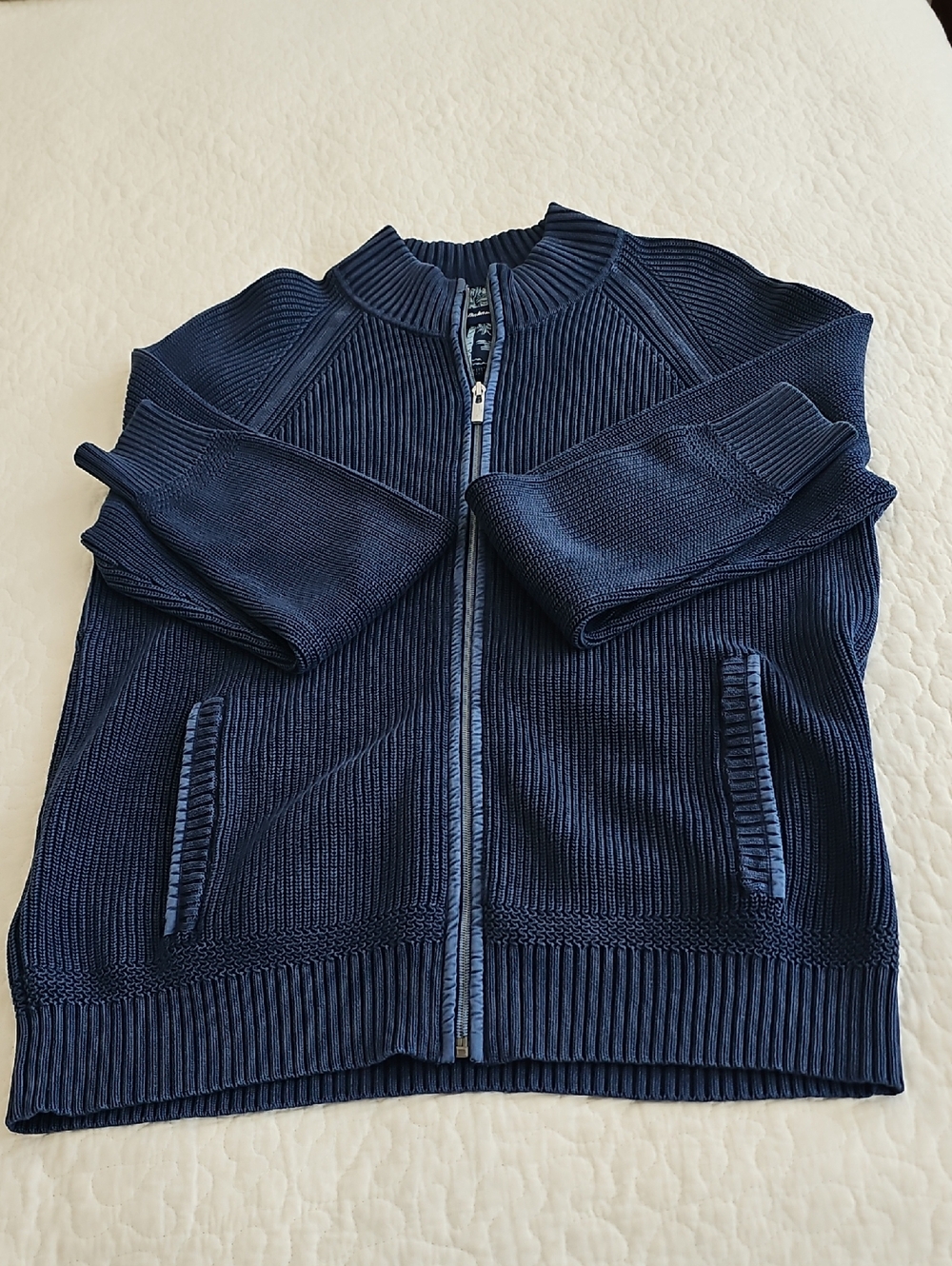 Tommy Bahama Men's Large Full Zip Ribbed Knit Sweater Jacket EUC - Picture 14 of 14